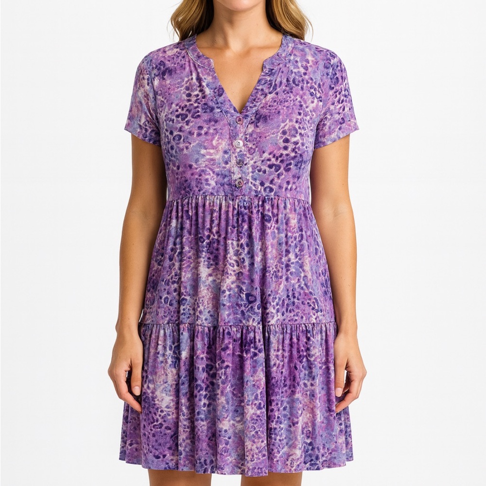 Vibrant Purple Leopard Print Mini Dress